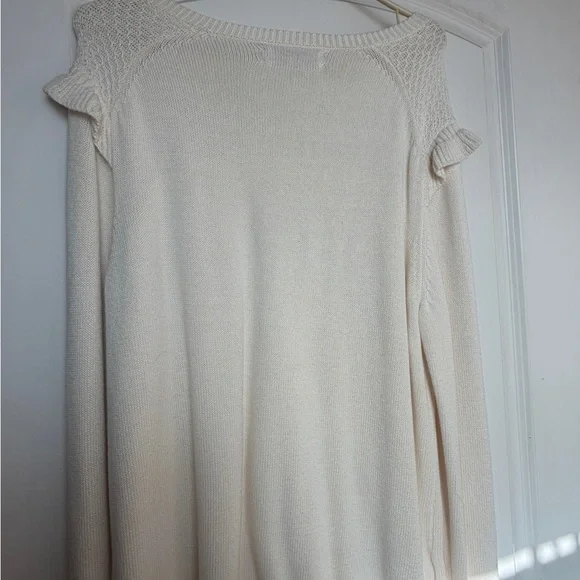 Cream Ruffle Knit Sweater - Picture 2 of 2